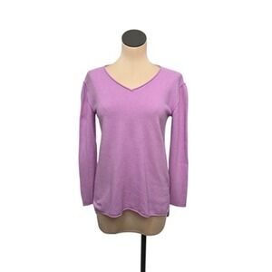 Sundance Sweater Womens Small‎ Purple 100% Cashmere V Neck Rib Knit Pullover
